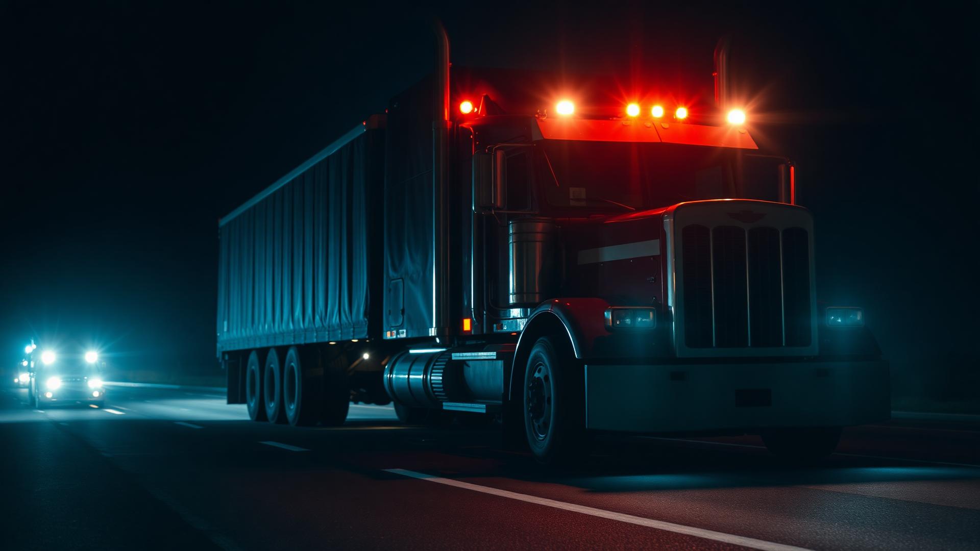 Heavy truck repair at night on I-75